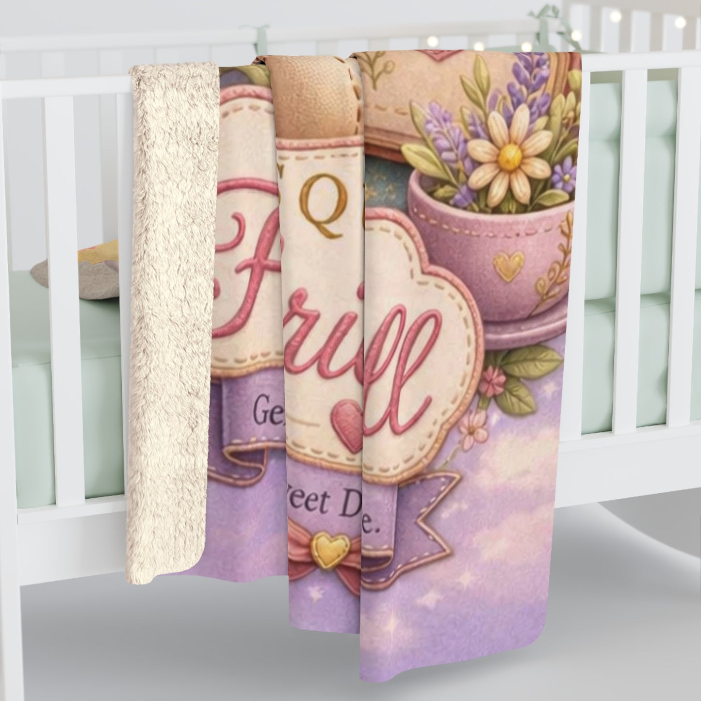 SQUARE FABRIC DOLL Sherpa Fleece Blanket