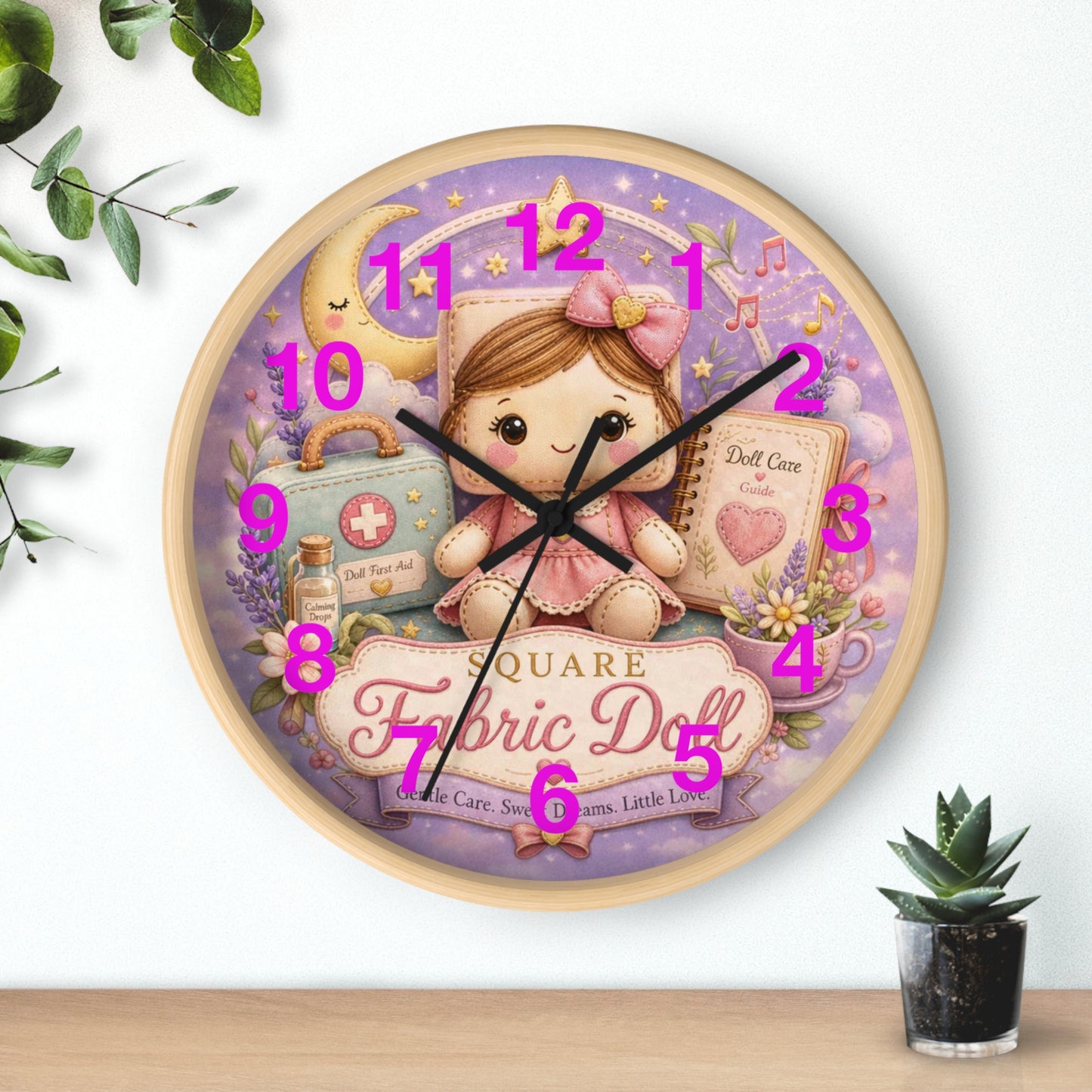 SQUARE FABRIC DOLL Wall Clock