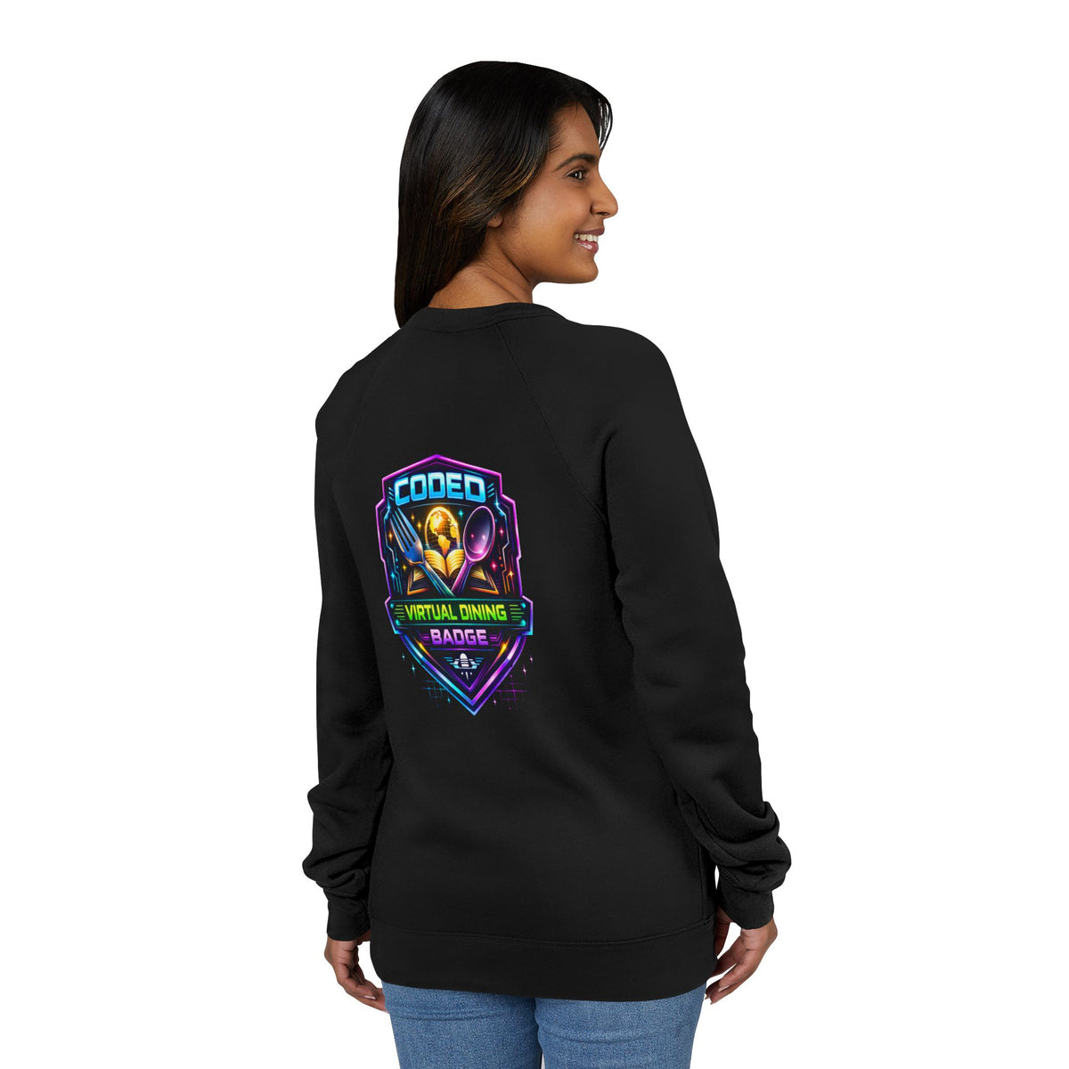 CODED VIRTUAL DINING 3 Sponge Fleece Raglan Sweatshirt