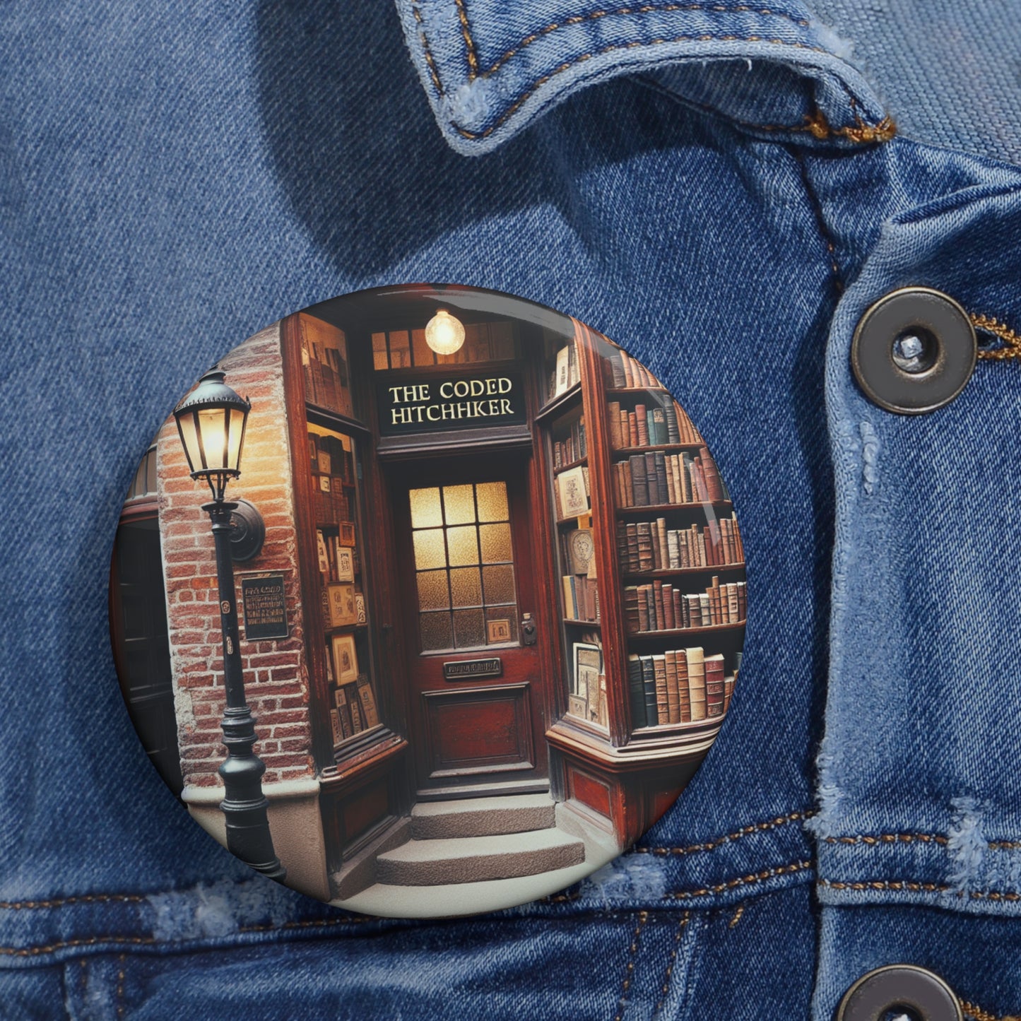 The Coded Hitchhiker Pin Button Fun Conversation Starter