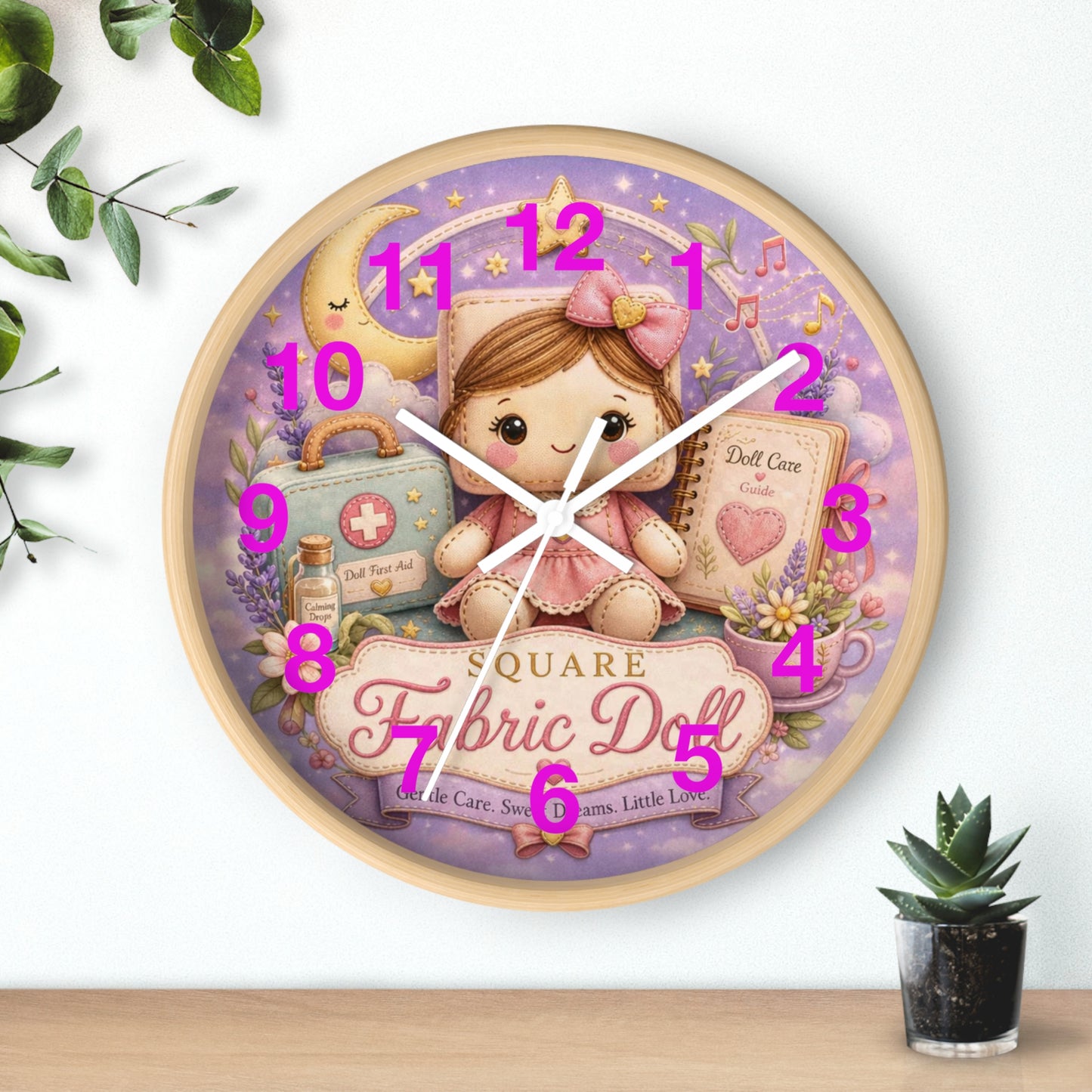 SQUARE FABRIC DOLL Wall Clock