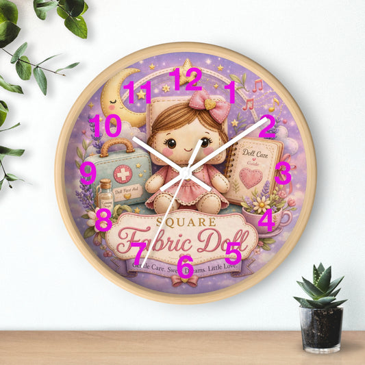 SQUARE FABRIC DOLL Wall Clock