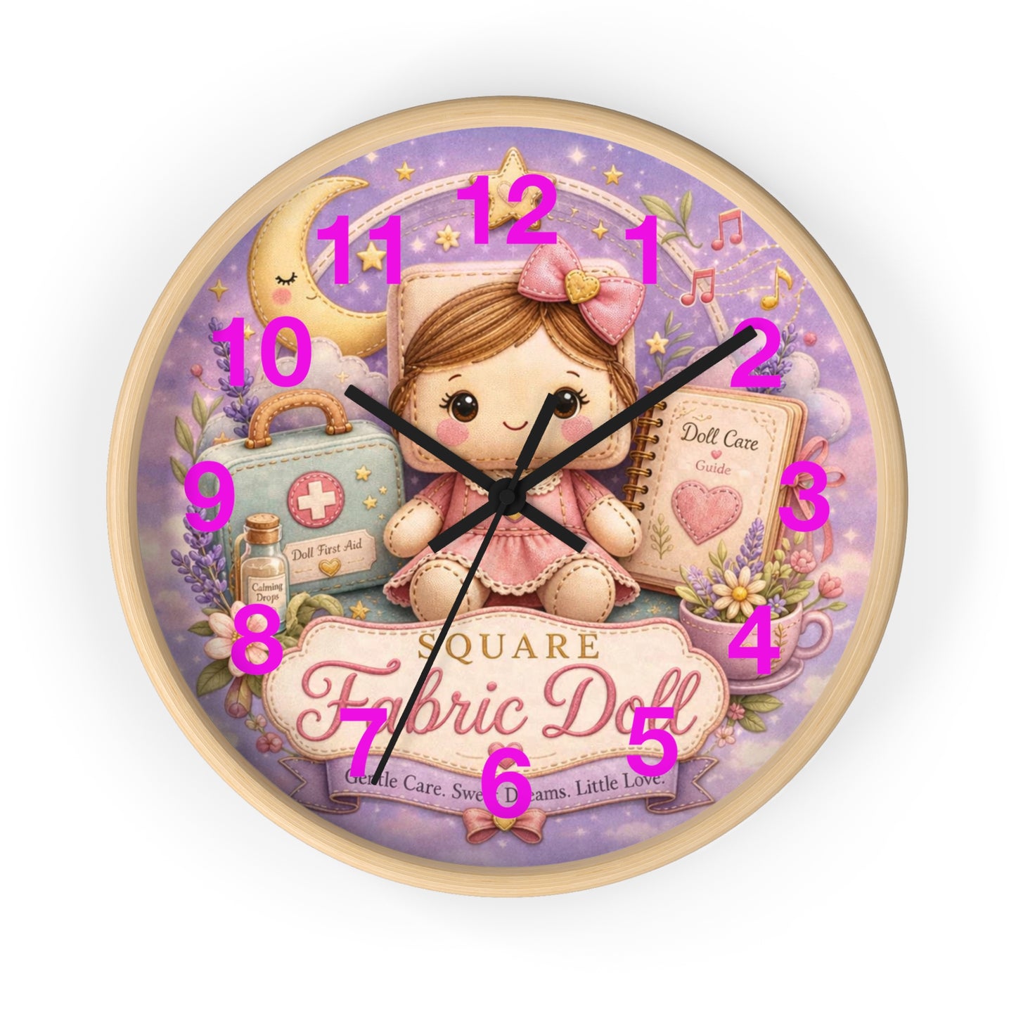 SQUARE FABRIC DOLL Wall Clock