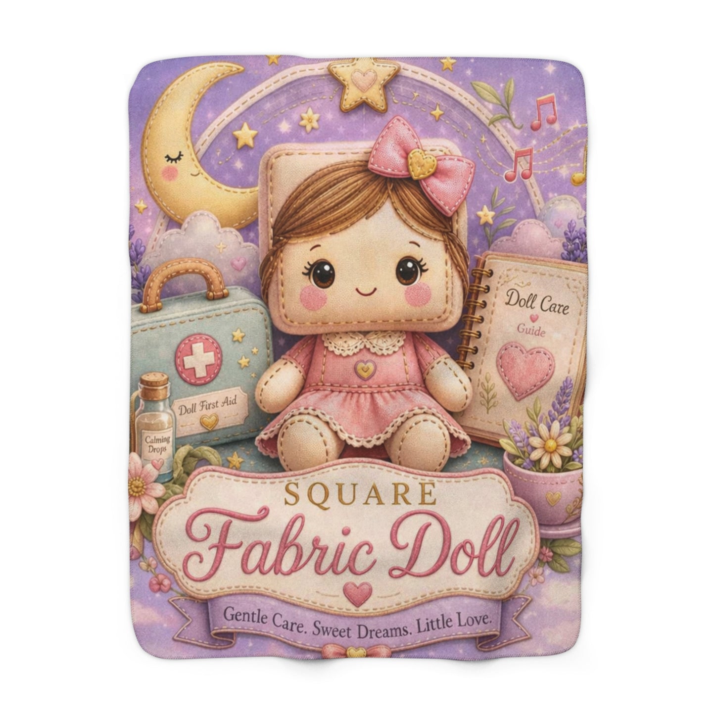 SQUARE FABRIC DOLL Sherpa Fleece Blanket