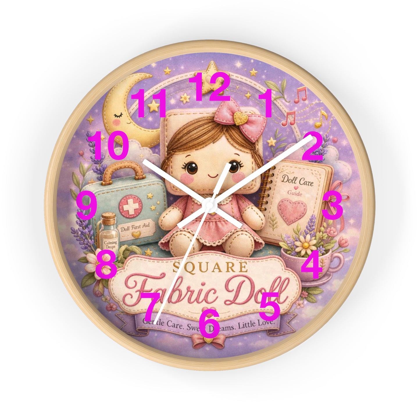 SQUARE FABRIC DOLL Wall Clock