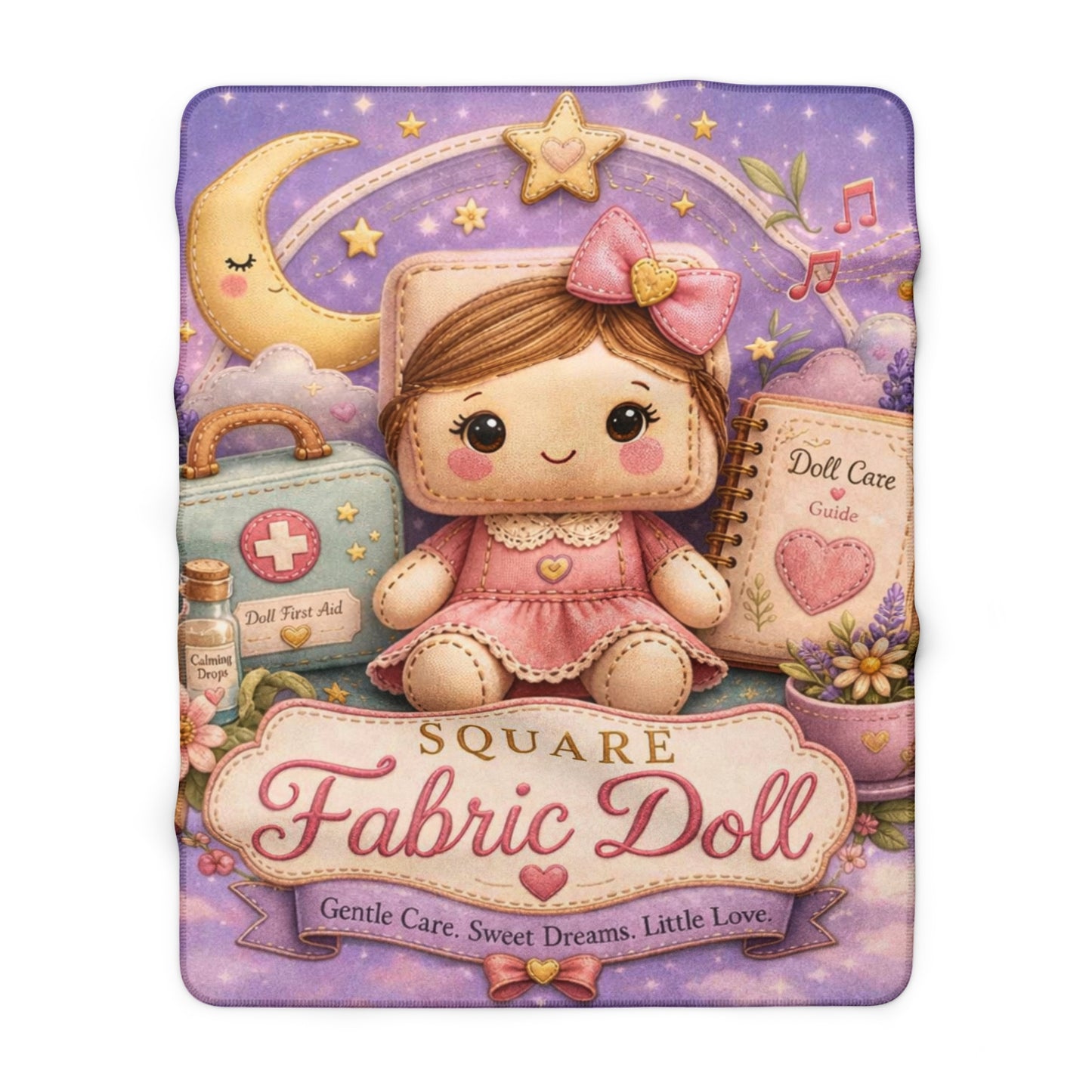 SQUARE FABRIC DOLL Sherpa Fleece Blanket