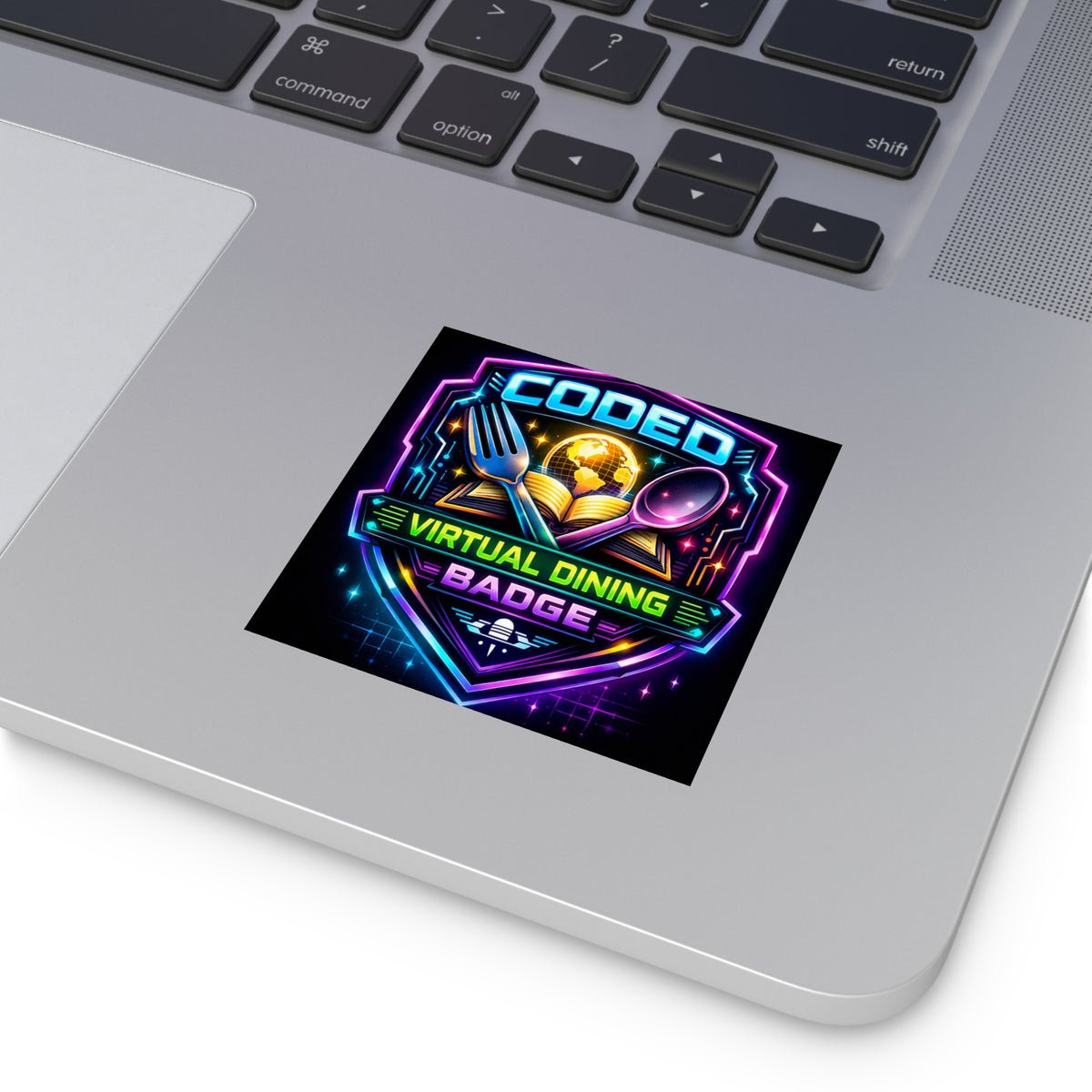 CODED VIRTUAL DINING BADGE Square Stickers, Indoor\Outdoor