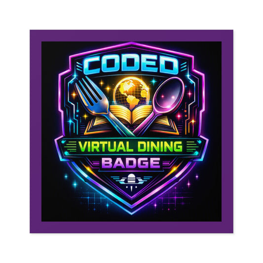 CODED VIRTUAL DINING BADGE Square Stickers, Indoor\Outdoor