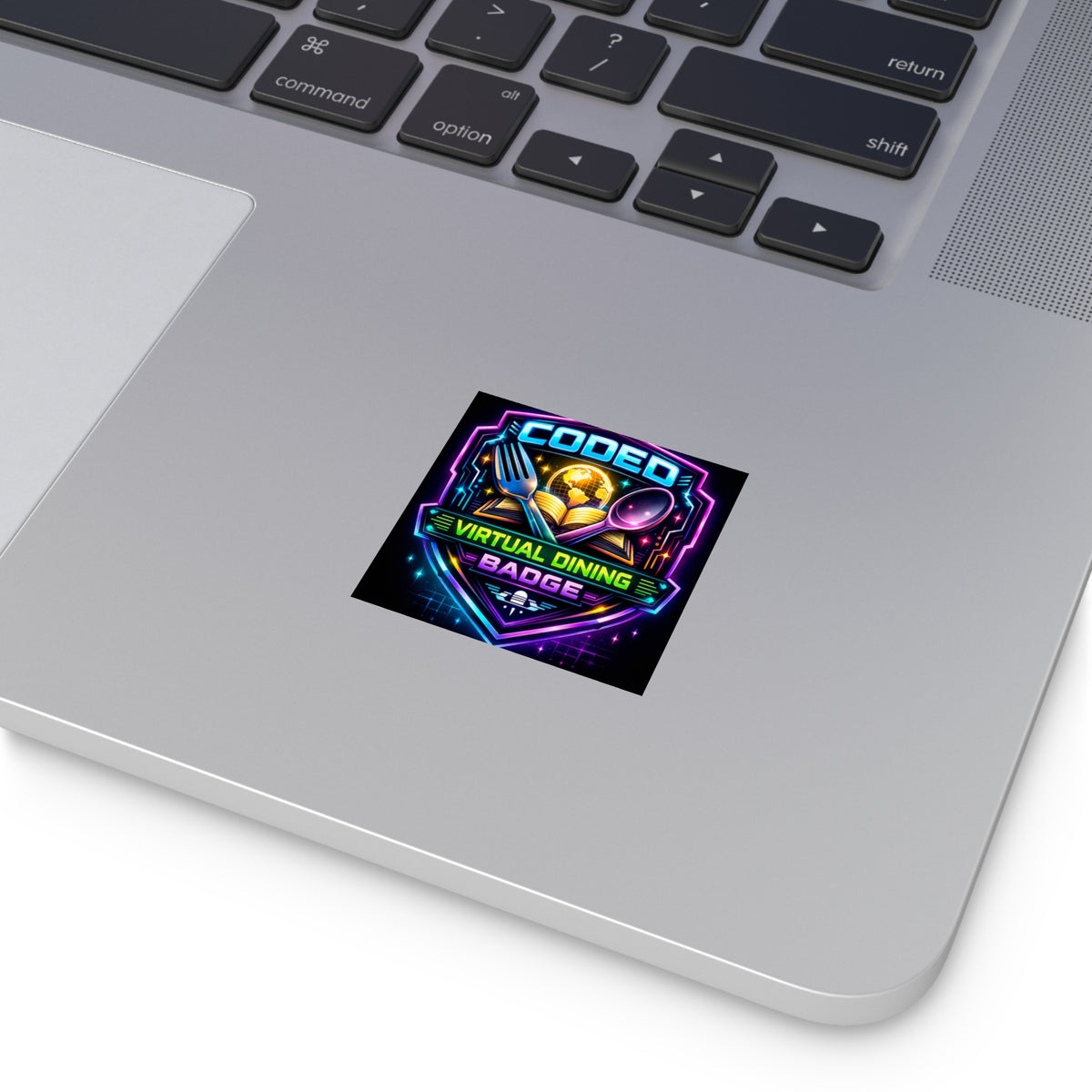 CODED VIRTUAL DINING BADGE Square Stickers, Indoor\Outdoor