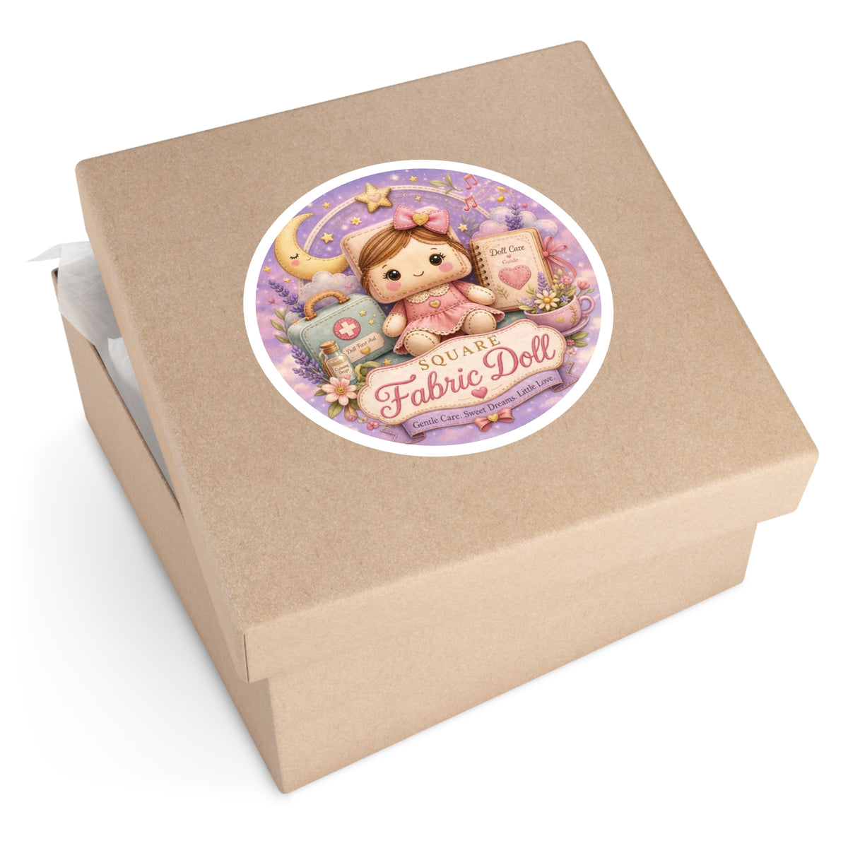 SQUARE FABRIC DOLL Round Stickers, Indoor\Outdoor