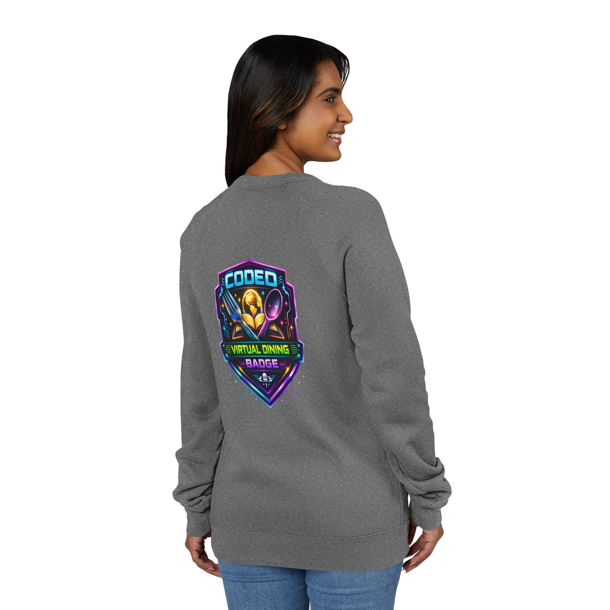 CODED VIRTUAL DINING 3 Sponge Fleece Raglan Sweatshirt