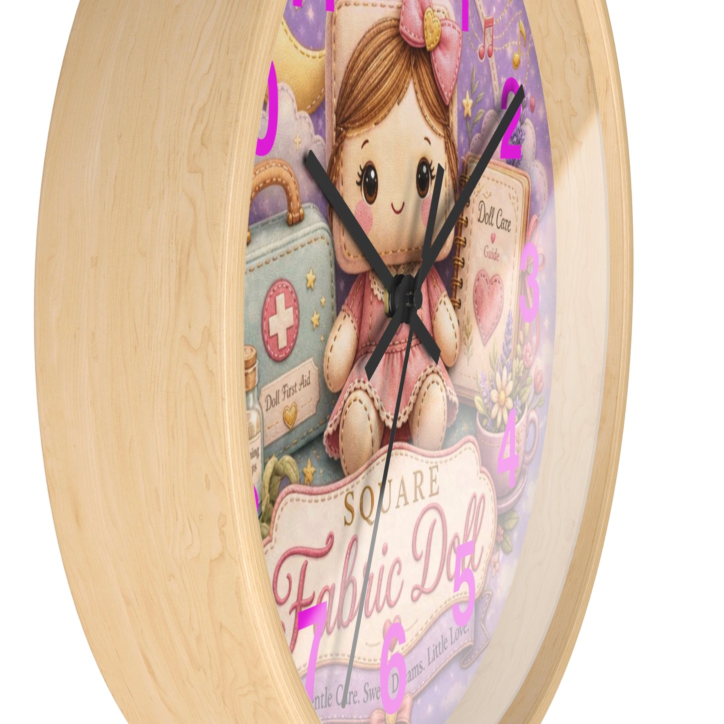 SQUARE FABRIC DOLL Wall Clock