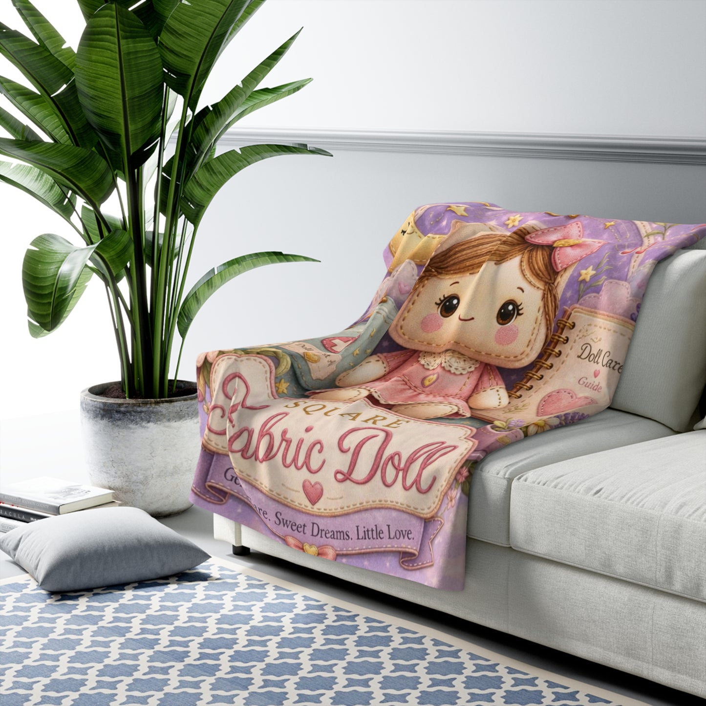 SQUARE FABRIC DOLL Sherpa Fleece Blanket