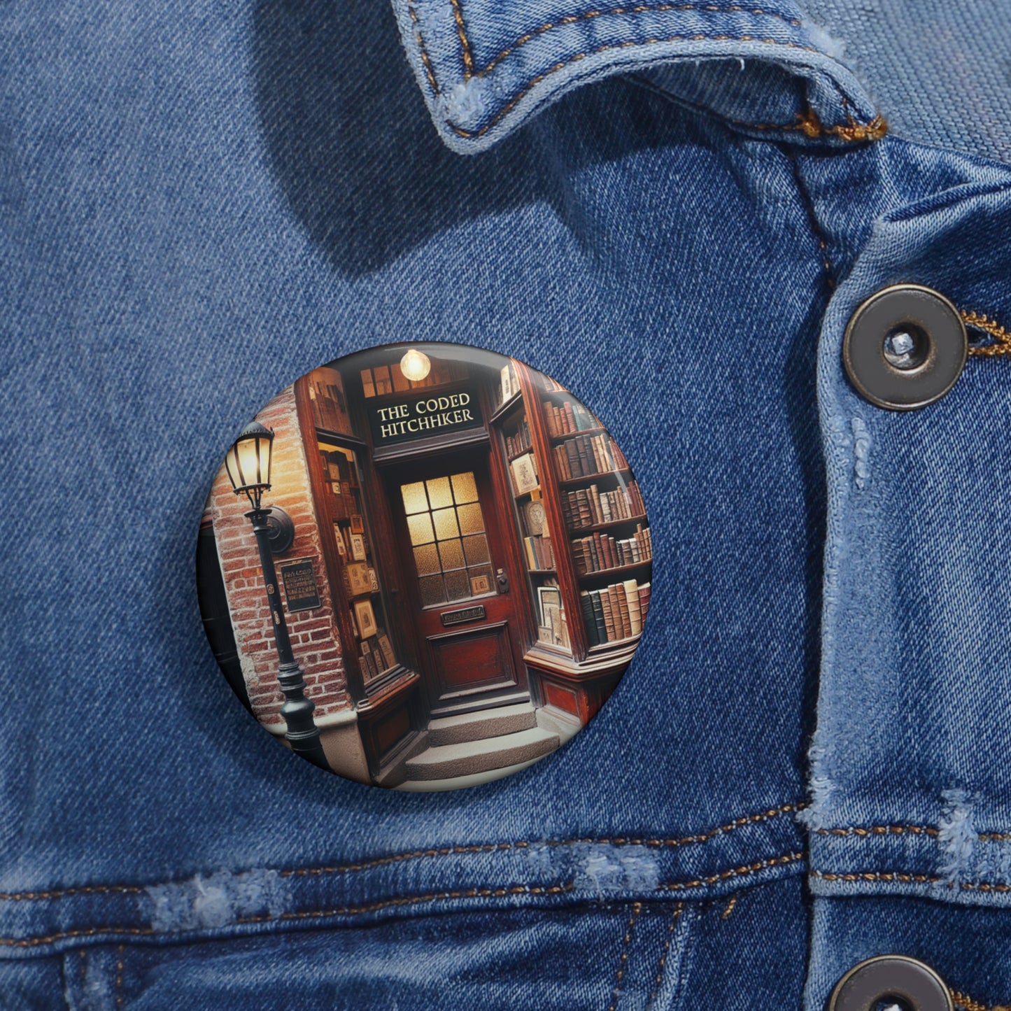 The Coded Hitchhiker Pin Button Fun Conversation Starter