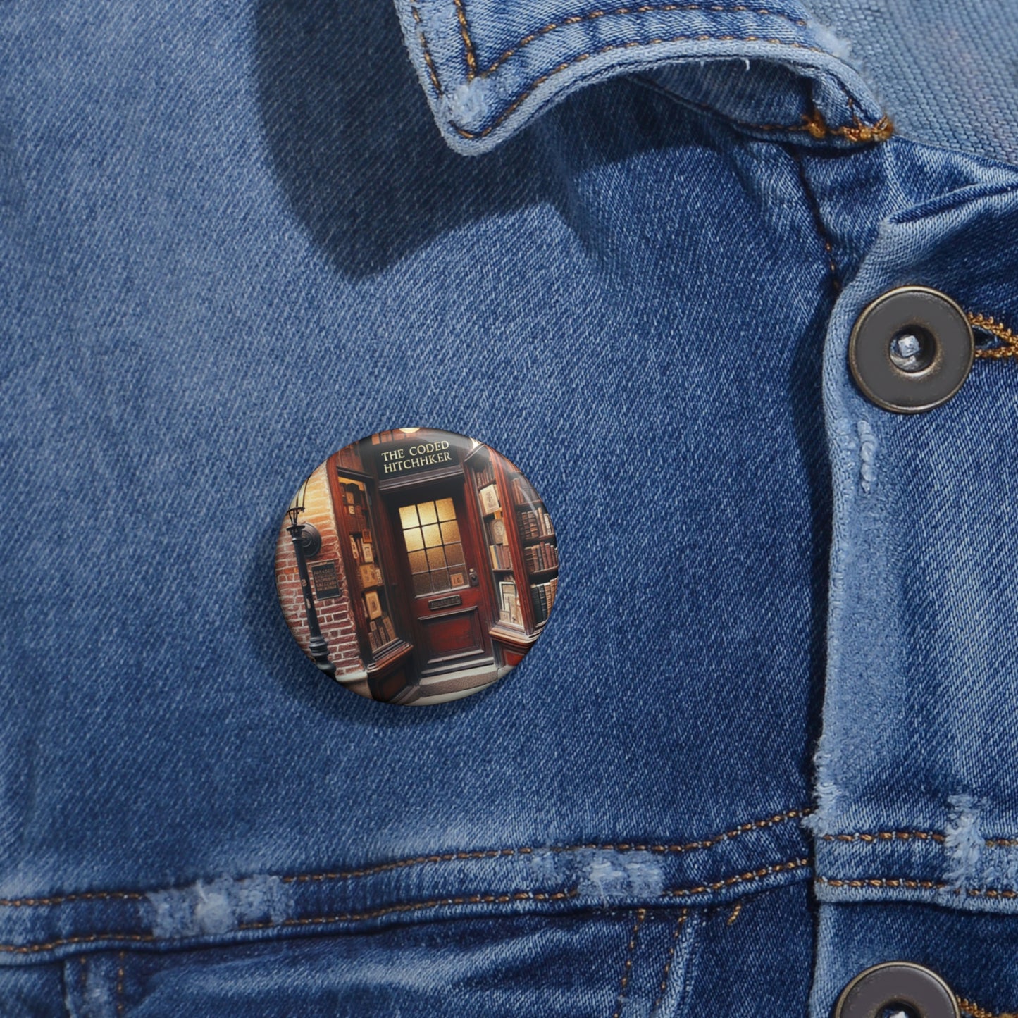 The Coded Hitchhiker Pin Button Fun Conversation Starter