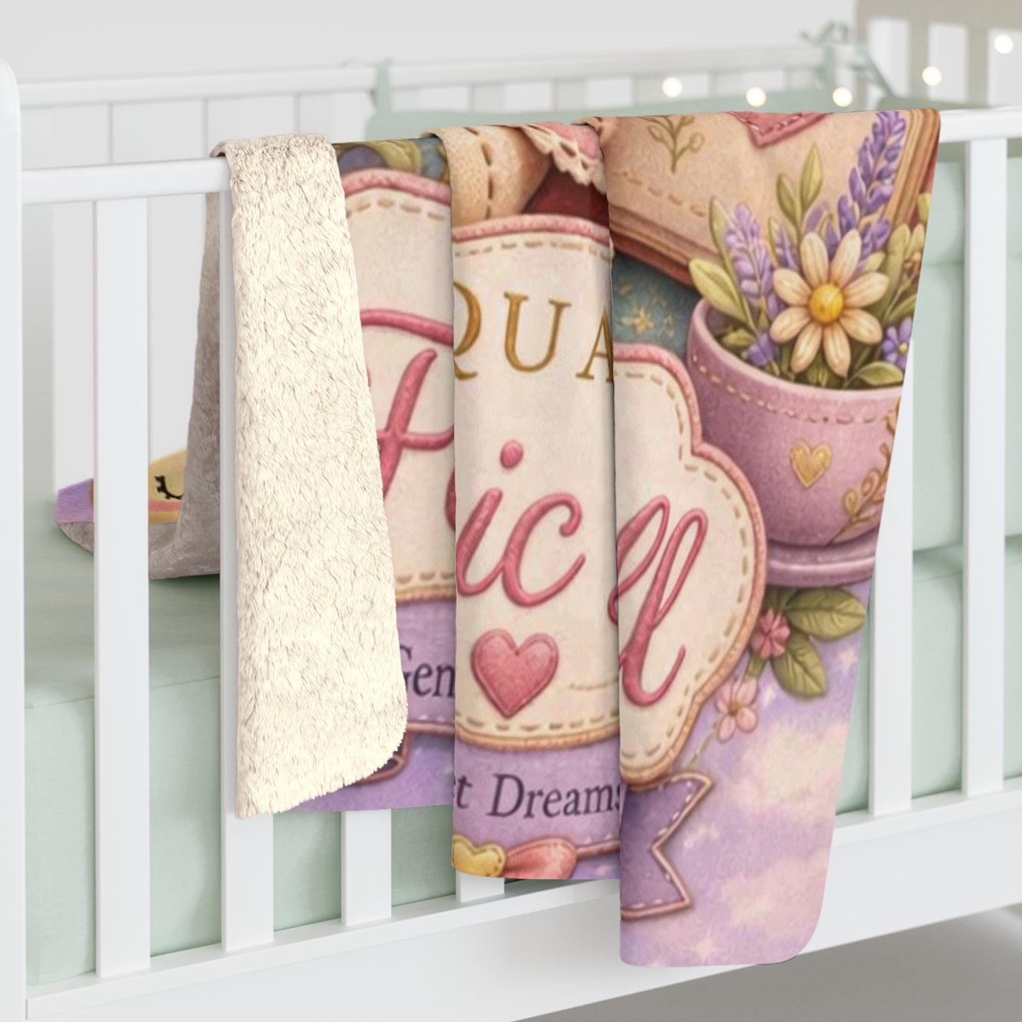 SQUARE FABRIC DOLL Sherpa Fleece Blanket