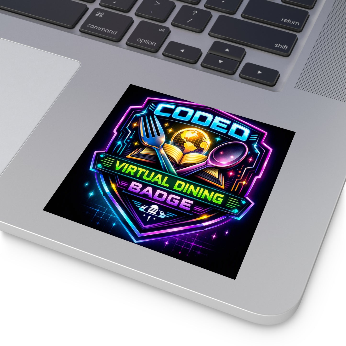 CODED VIRTUAL DINING BADGE Square Stickers, Indoor\Outdoor