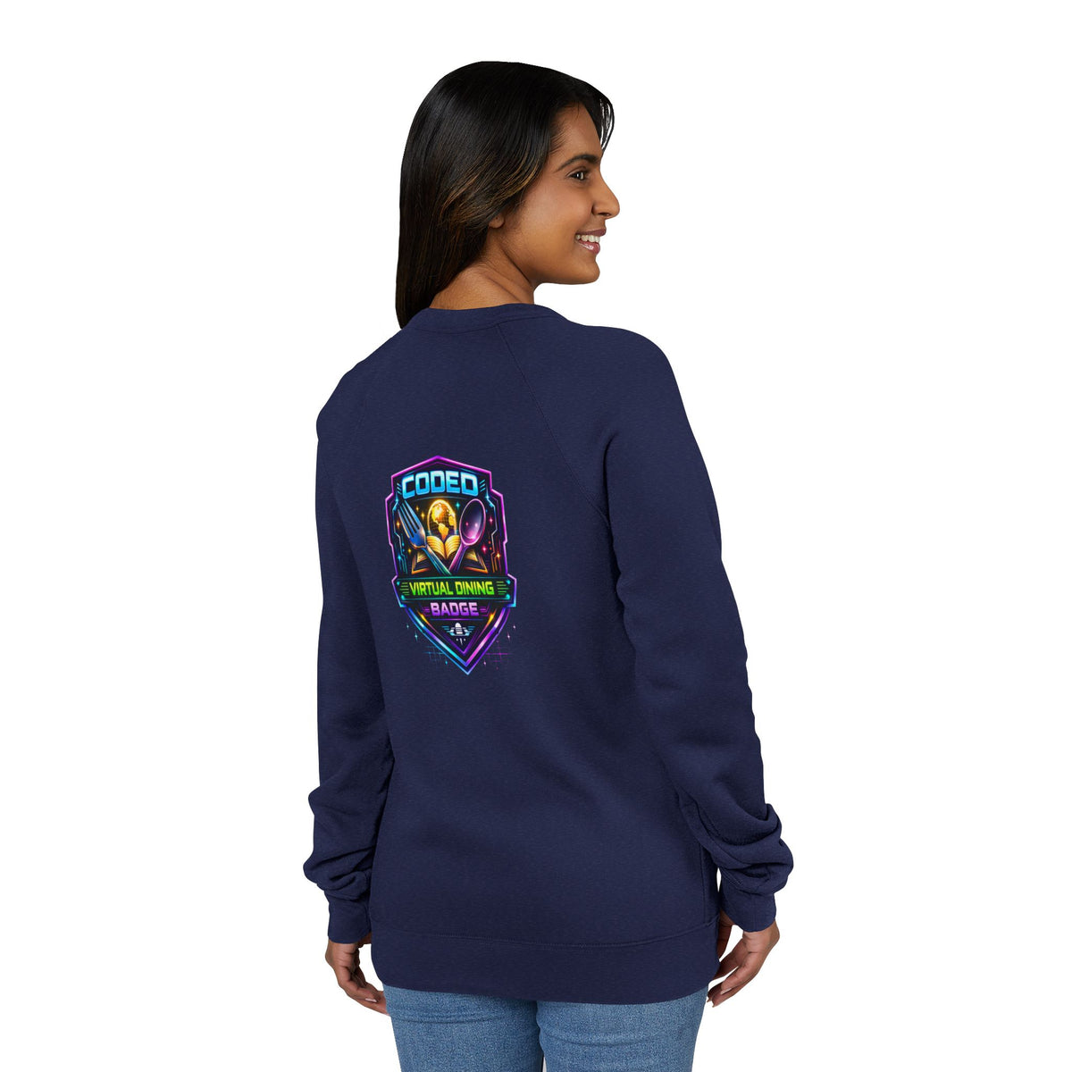 CODED VIRTUAL DINING 3 Sponge Fleece Raglan Sweatshirt