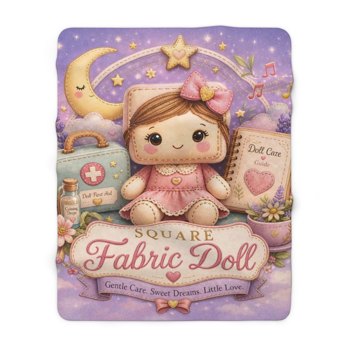 SQUARE FABRIC DOLL Sherpa Fleece Blanket