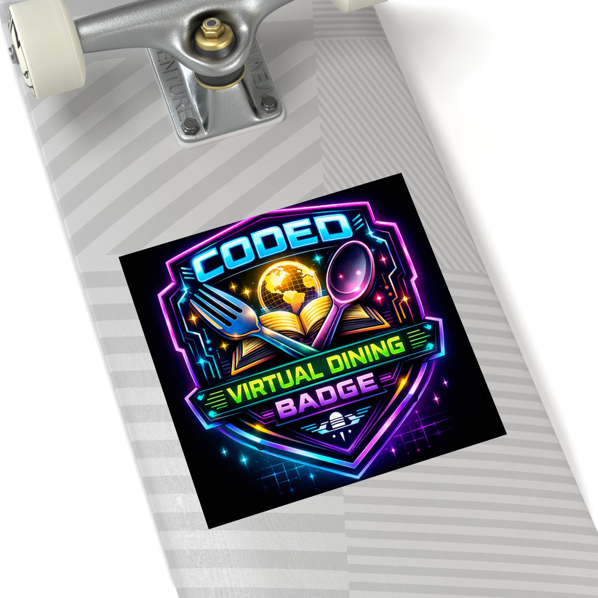 CODED VIRTUAL DINING BADGE Square Stickers, Indoor\Outdoor