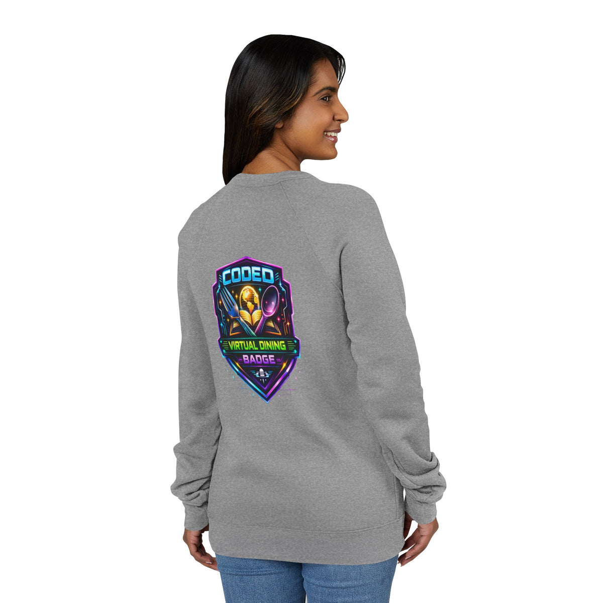 CODED VIRTUAL DINING 3 Sponge Fleece Raglan Sweatshirt
