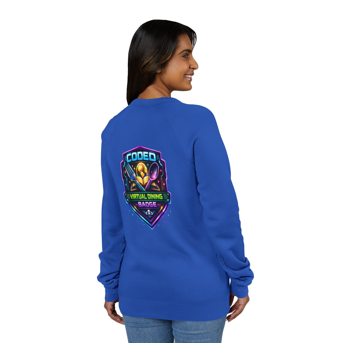 CODED VIRTUAL DINING 3 Sponge Fleece Raglan Sweatshirt