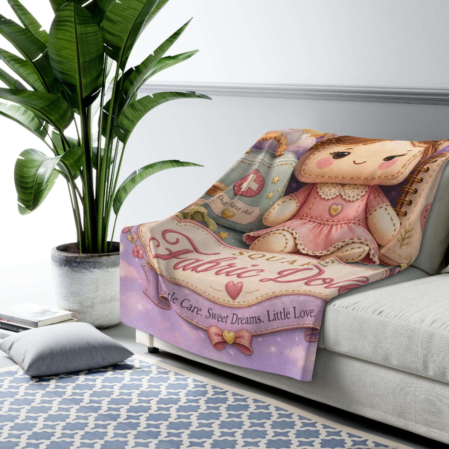 SQUARE FABRIC DOLL Sherpa Fleece Blanket